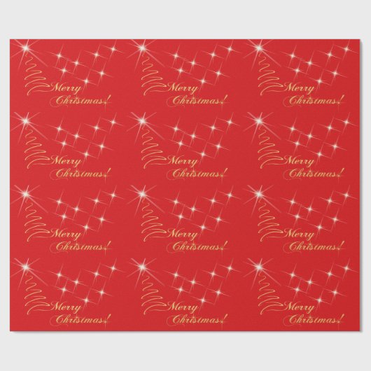 メリークリスマスの赤い金ゴールドの星明かりのギフト ラッピングペーパー (フラット)