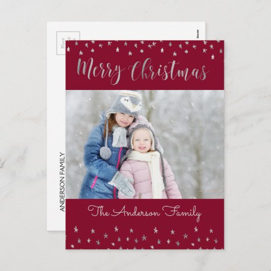 メリークリスマスの赤く、銀ぱくは写真を主演します シーズンポストカード (正面/裏面)