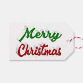 メリークリスマスの赤と緑のスクリプト ギフトタグ (正面(横))