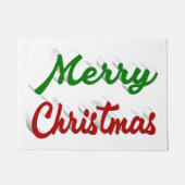 メリークリスマスの赤と緑のスクリプト ドアマット (正面)