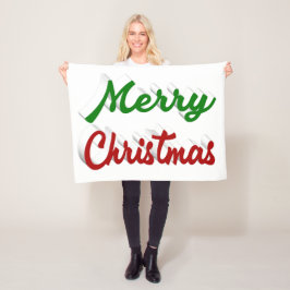 メリークリスマスの赤と緑のスクリプト フリースブランケット