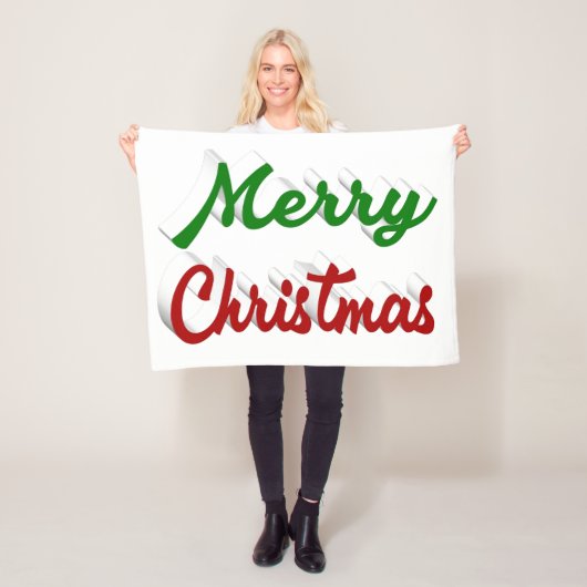 メリークリスマスの赤と緑のスクリプト フリースブランケット (インサイチュ)