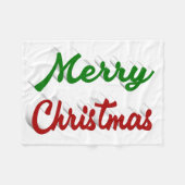 メリークリスマスの赤と緑のスクリプト フリースブランケット (正面(横))
