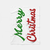 メリークリスマスの赤と緑のスクリプト フリースブランケット (正面)