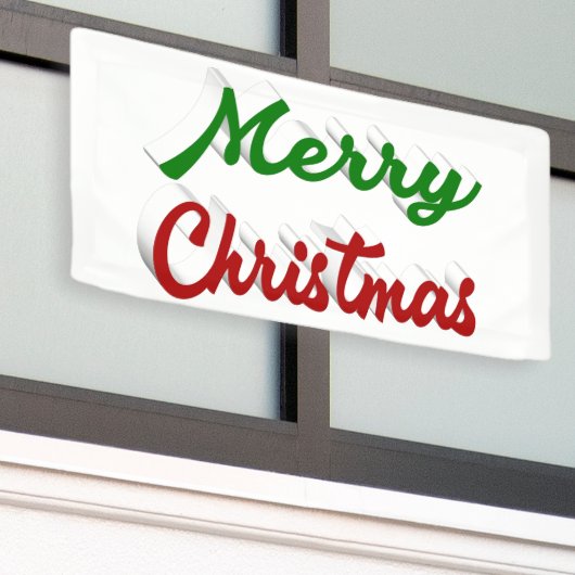 メリークリスマスの赤と緑のスクリプト 横断幕 (ビルの外側)