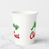 メリークリスマスの赤と緑のスクリプト 紙コップ (右)