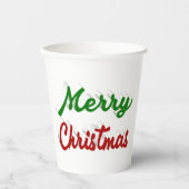 メリークリスマスの赤と緑のスクリプト 紙コップ (正面)