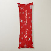 メリークリスマスの赤の雪片 ボディピロー (裏面 (縦))