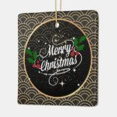 メリークリスマスの輝きとグリッター セラミックオーナメント (左)