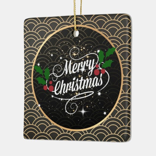 メリークリスマスの輝きとグリッター セラミックオーナメント (左)