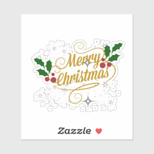 メリークリスマスの輝きと輝きの金ゴールド文字 シール (シート)