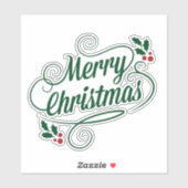 メリークリスマスの輝きと輝く緑の文字 シール (シート)