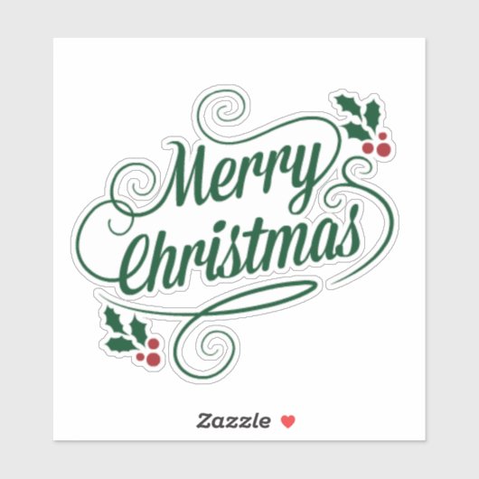 メリークリスマスの輝きと輝く緑の文字 シール (シート)