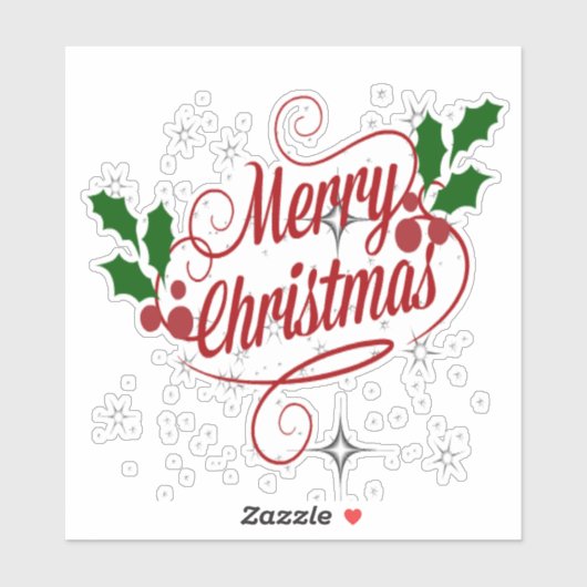 メリークリスマスの輝きと輝く赤文字 シール (シート)