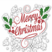 メリークリスマスの輝きと輝く赤文字 シール (正面)
