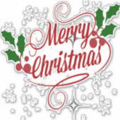 メリークリスマスの輝きと輝く赤文字 シール (正面)
