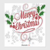 メリークリスマスの輝きと輝く赤文字 シール (シート)