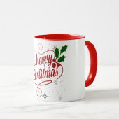 メリークリスマスの輝きと輝く赤文字 マグカップ (正面右)
