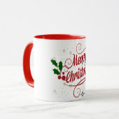 メリークリスマスの輝きと輝く赤文字 マグカップ (正面左)