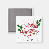 メリークリスマスの輝きと輝く赤文字 マグネット (正面/裏面)