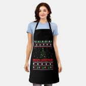 メリークリスマスの醜いクリスマスセーター エプロン (着用した状態)
