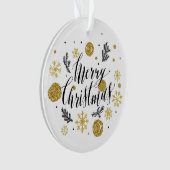 メリークリスマスの金ゴールドおよび黒いオーナメント オーナメント (正面)