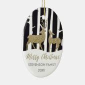 メリークリスマスの金ゴールドのぴかぴか光るシカのオーナメント セラミックオーナメント (右)