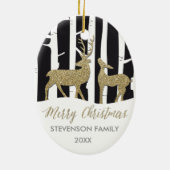 メリークリスマスの金ゴールドのぴかぴか光るシカのオーナメント セラミックオーナメント