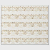 メリークリスマスの金ゴールドのフェイクな金属ヒイラギの花輪 ラッピングペーパー (フラット)