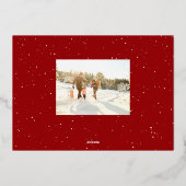 メリークリスマスの金ゴールドの赤い写真 箔シーズンカード (裏面)
