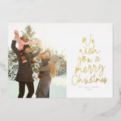 メリークリスマスの金ゴールド1枚の写真 箔シーズンカード (正面)