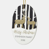 メリークリスマスの金シカの写真のオーナメント セラミックオーナメント (左)