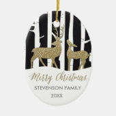 メリークリスマスの金シカの写真のオーナメント セラミックオーナメント (正面)