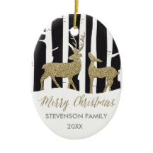 メリークリスマスの金シカの写真のオーナメント