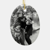 メリークリスマスの金シカの写真のオーナメント セラミックオーナメント (裏面)