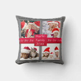 メリークリスマスの銀の写真のコラージュ|のカスタム クッション