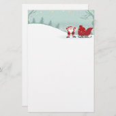 メリークリスマスの降雪 + サンタのそりの文房具 便箋 (正面/裏面)