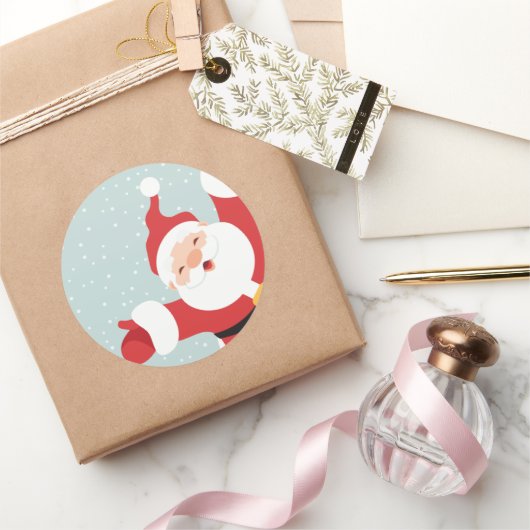 メリークリスマスの陽気なサンタ |シール ラウンドシール (ギフト)