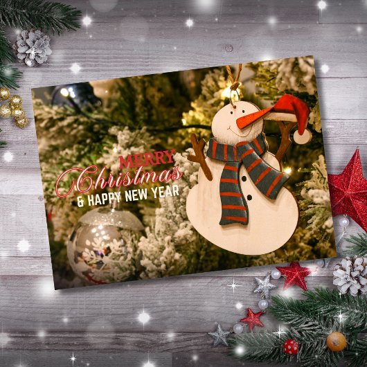 メリークリスマスの雪だるまのオーナメント シーズンカード