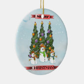 メリークリスマスの雪だるまのクリスマスツリーのオーナメント セラミックオーナメント (右)