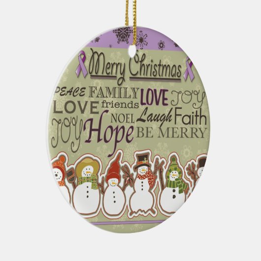 メリークリスマスの雪だるまの膵臓癌プロダクト セラミックオーナメント (右)