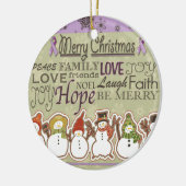 メリークリスマスの雪だるまの膵臓癌プロダクト セラミックオーナメント (左)