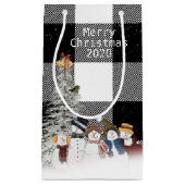 メリークリスマスの雪だるまは無料 スモールペーパーバッグ (正面)