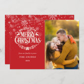 メリークリスマスの雪のかけらエレガントの写真 シーズンカード (正面/裏面)