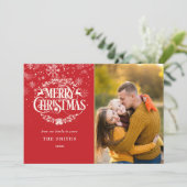 メリークリスマスの雪のかけらエレガントの写真 シーズンカード (スタンド正面)