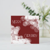 メリークリスマスの雪のモミの木の風景 招待状 (スタンド正面)