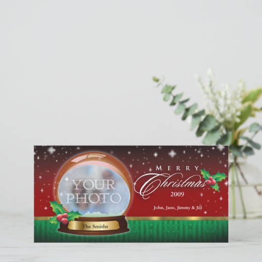 メリークリスマスの雪の地球カスタマイズ可能な2 シーズンカード (スタンド正面)