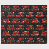 メリークリスマスの雪の黒 ラッピングペーパー (フラット)