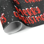 メリークリスマスの雪の黒 ラッピングペーパー (ロールコーナー)