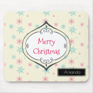 メリークリスマスの雪カスタマイズ片 マウスパッド